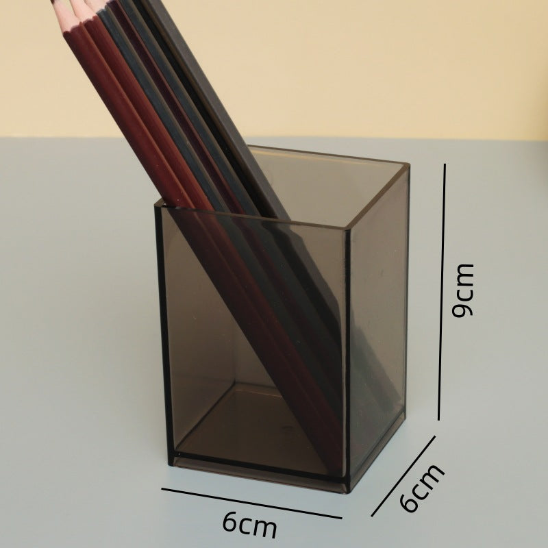 Multi-Grid Pen Holder Storage Box Makeup Brush Storage Tube Nordic Style Student Desktop Transparent Simple Style Solid Color Pen Holder