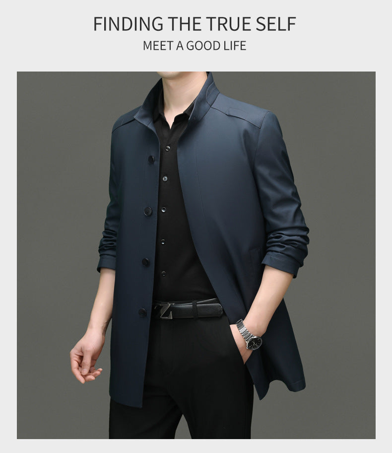 Is the brand of middle-aged and elderly men's windbreaker coat 2024 new winter stand collar long business dad cotton-padded jacket