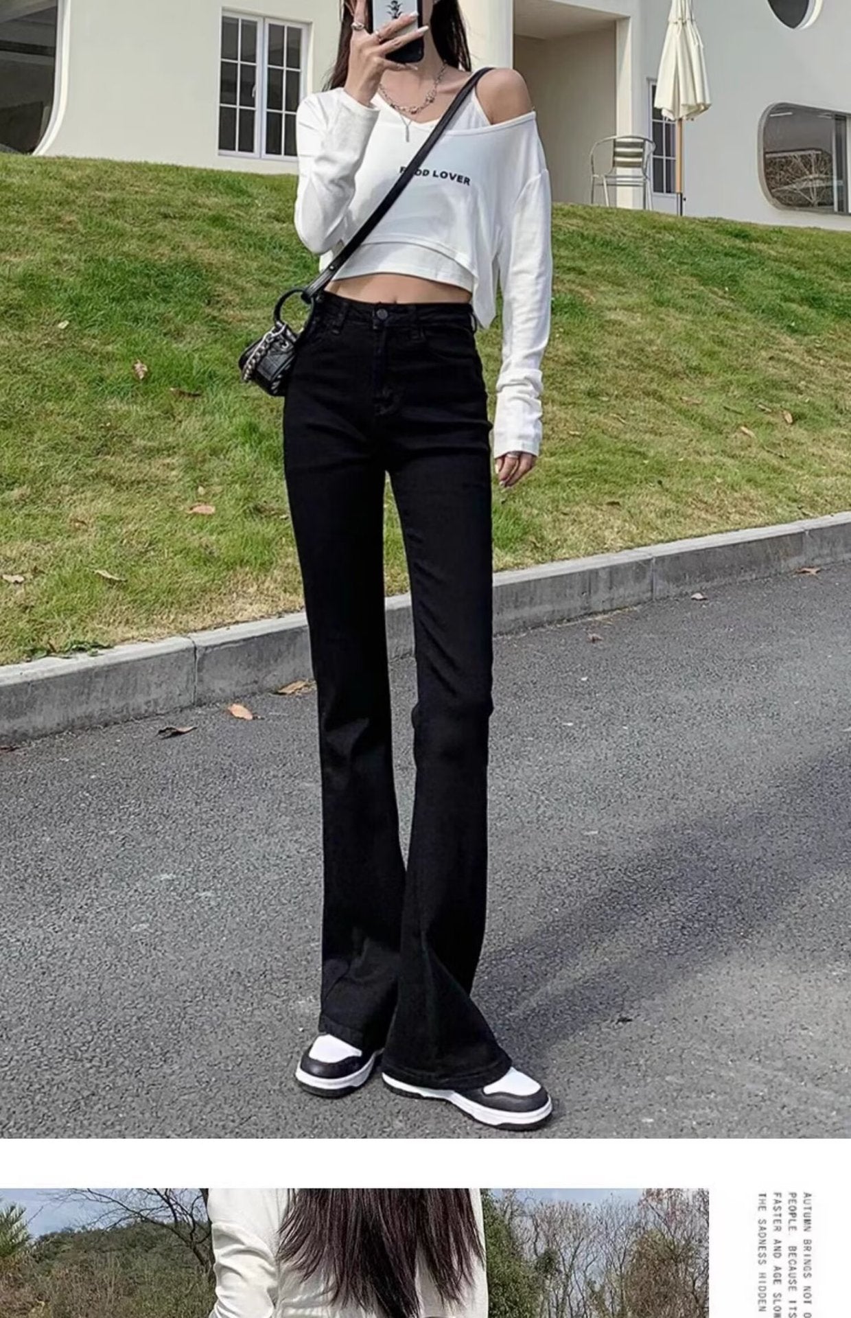 Black Stretch Micro-Flared Jeans for Women, Thin Summer 2025 New High-Waisted Slimming Pear-Shaped Body Horse Hoof Pants