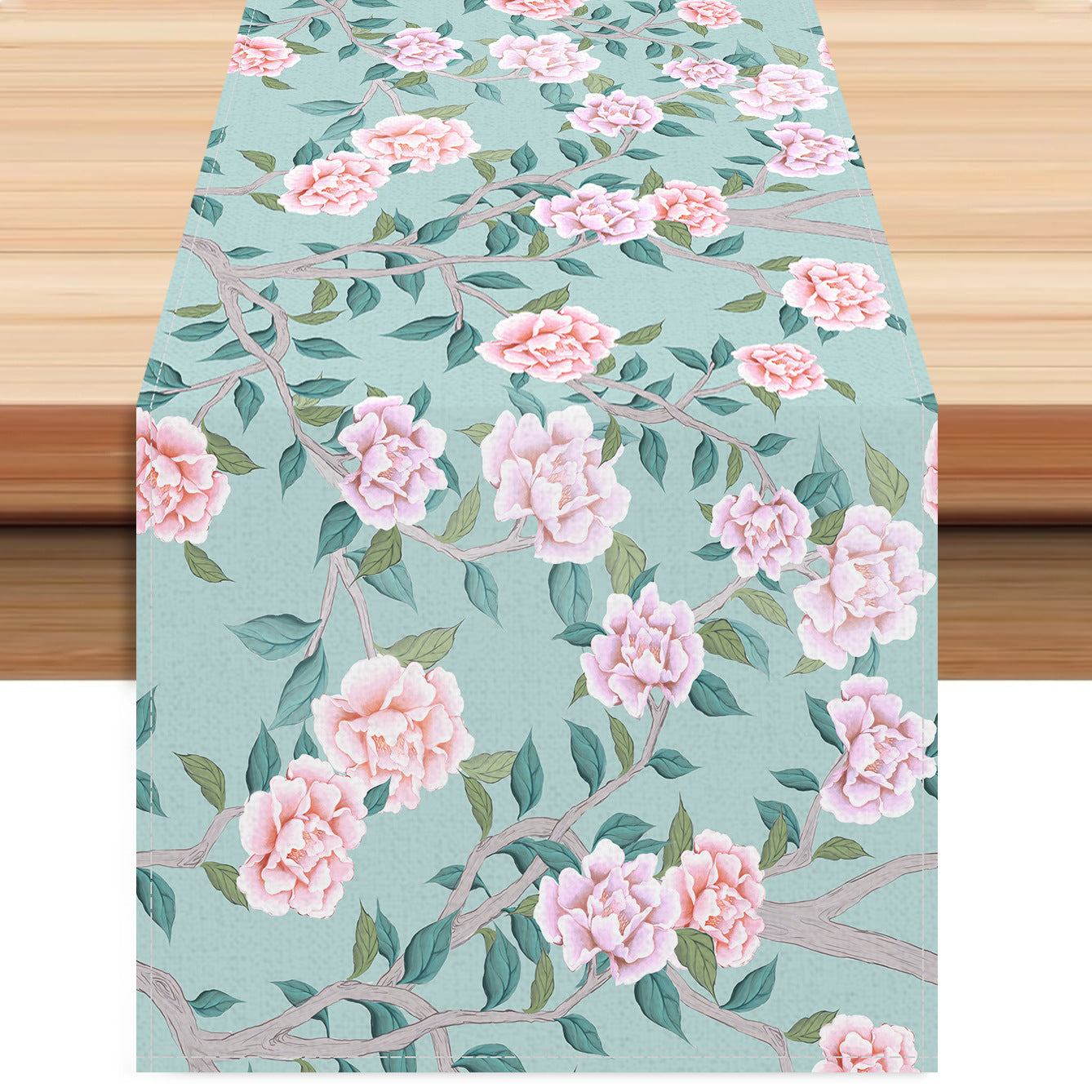 New Cross-Border Pink Flower Table Flag Printed Linen Living Room Decorative Tablecloth Home Kitchen Tablecloth Mat