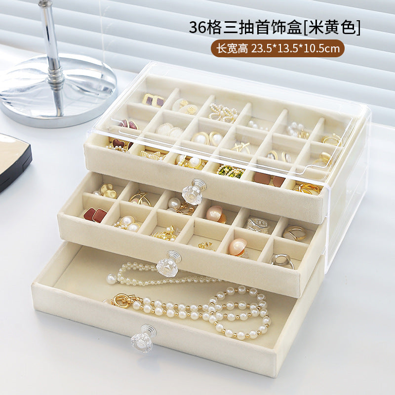 2025 New Korean Style Simple Style Acrylic Multi-Layer Jewelry Storage Box Jewelry Necklace Earrings Jewelry Display Box