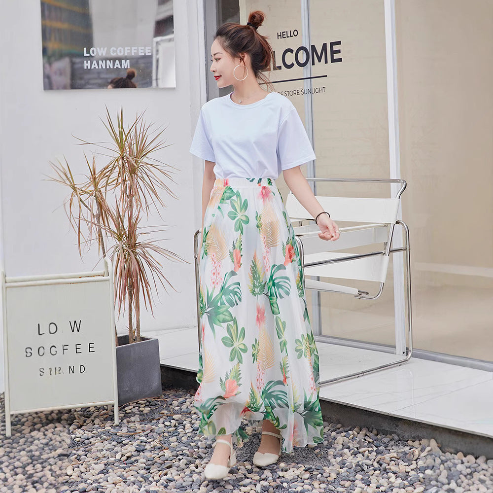 European and American Printed Skirt for Women Amazon 2025 Summer New Casual Seaside Vacation Long Skirt Skirt