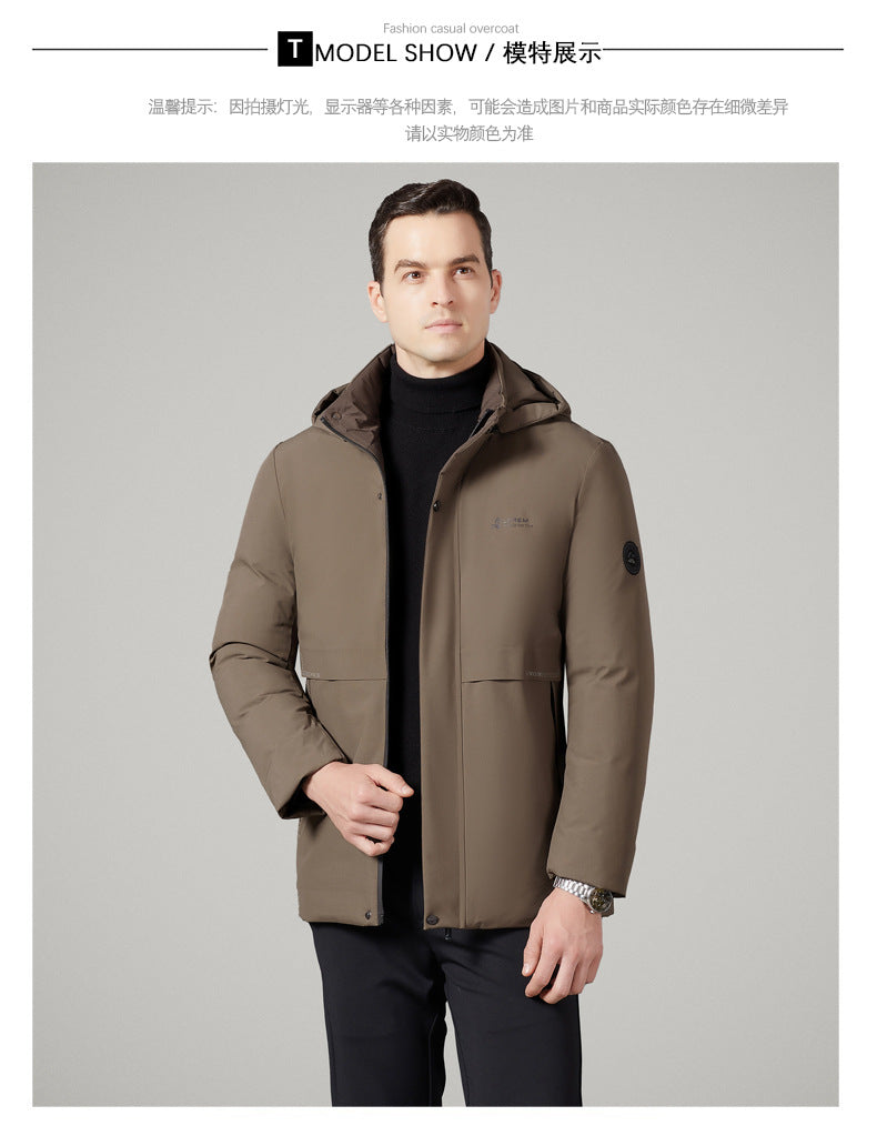 Authentic Men's Cotton Coat for Autumn and Winter, New Trendy Business Casual Loose Hooded Cotton Jacket, Thickened and Warm