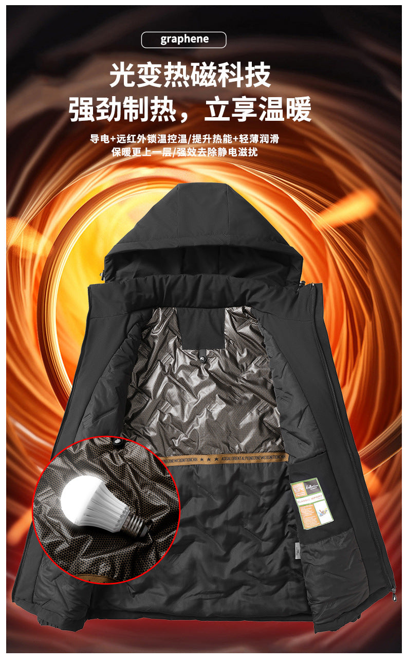 [Cui Wanzhi recommend] Men and women with cotton-padded jacket solid color hooded Joker casual coat couple graphene coat