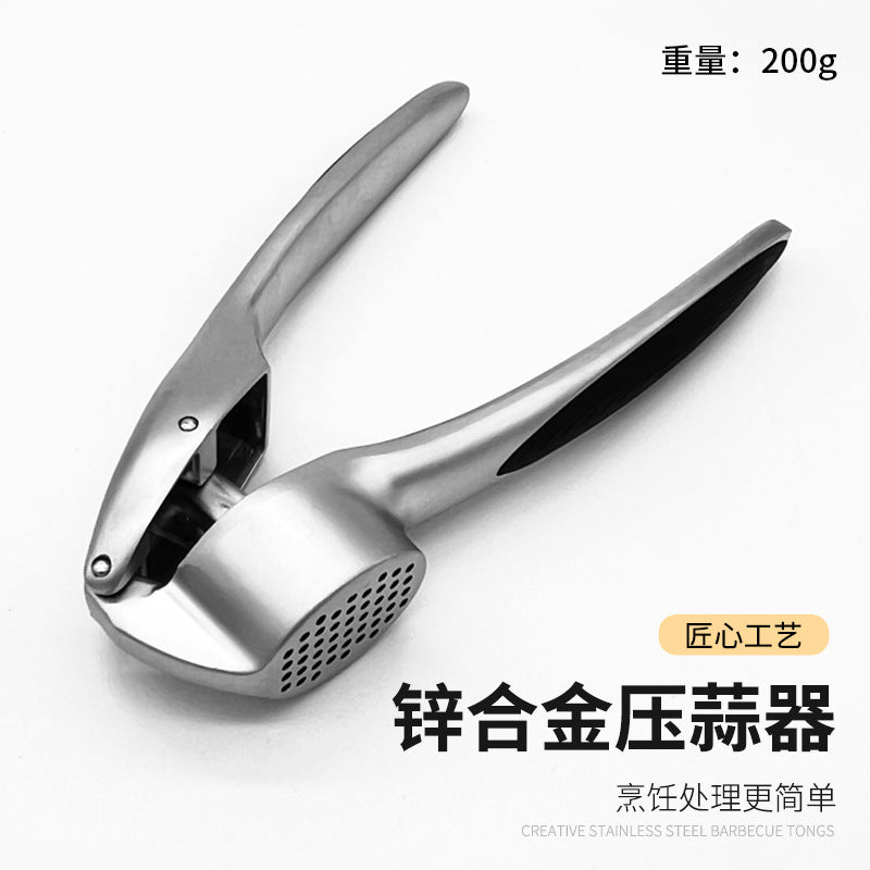Manual Stainless Steel Zinc Alloy Garlic Press Household Kitchen Multi-Functional Garlic Press Thickeneded Clip and Pinch Garlic Press