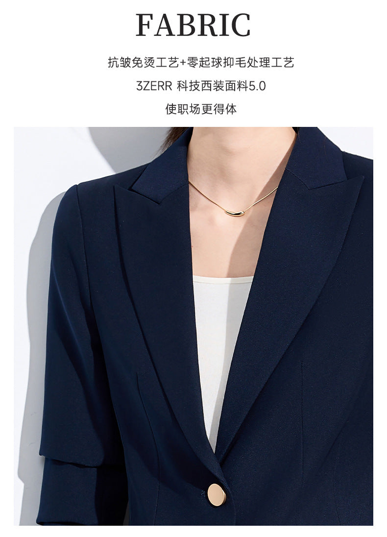 Cross-Border Beige Suit Set for Women, New Versatile Fashion High-End Professional Attire for Petite Figures, Formal Occasion Blazer