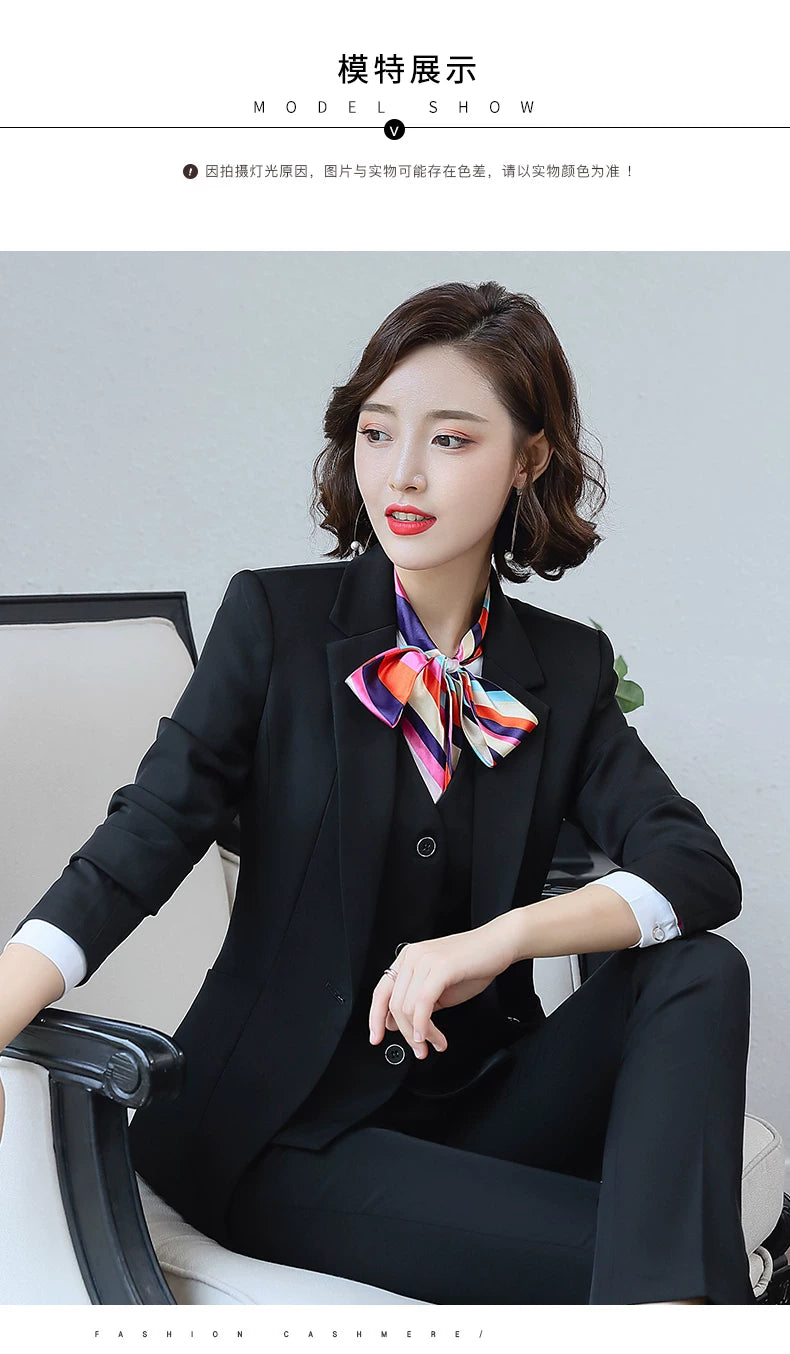 Three-piece suit overalls manager interview formal attire front desk beauty salon business attire bank mobile vest uniform