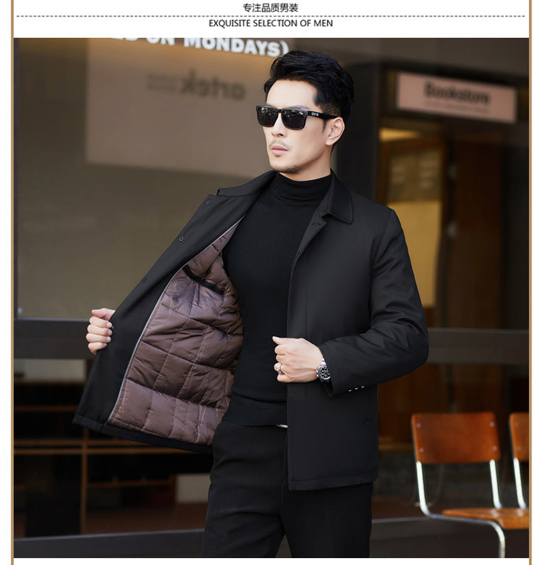 Pastoral Bird Autumn and Winter New Middle-aged Men's Jacket Short Down Cotton-padded Jacket Cotton-padded Coat Thickened Dad's Clothes