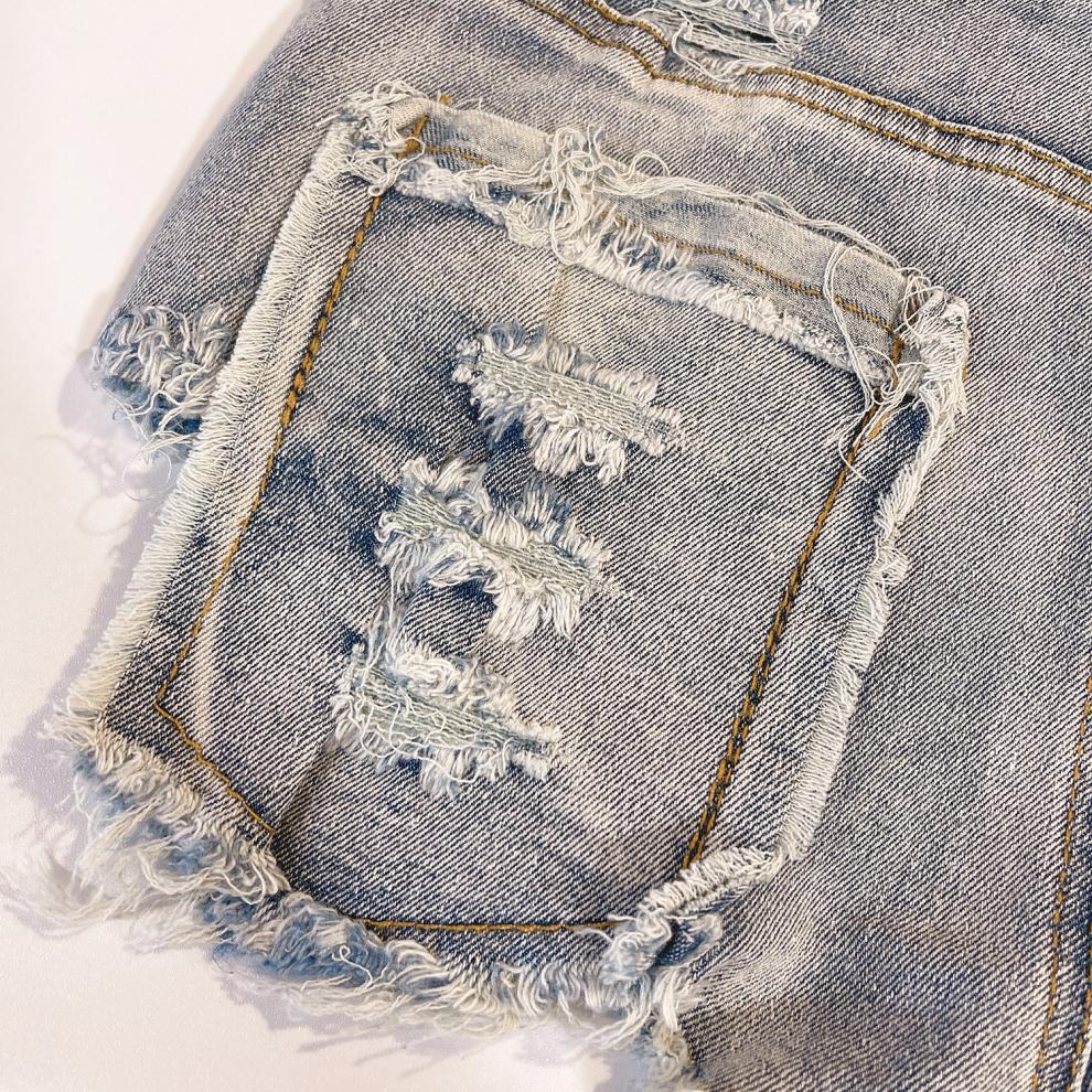 9030 # 2024 New Sexy European and American Raw Edge High Waist Tight Sexy Jeans Denim Shorts for Women