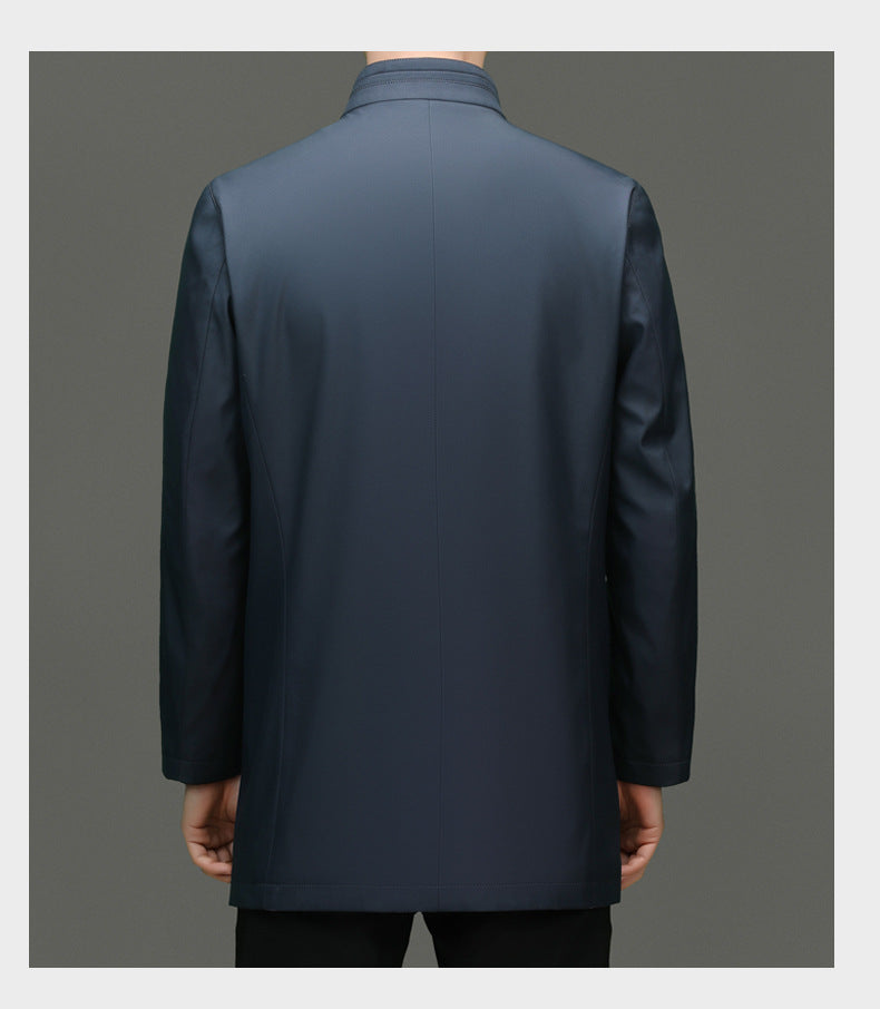 Is the brand of middle-aged and elderly men's windbreaker coat 2024 new winter stand collar long business dad cotton-padded jacket