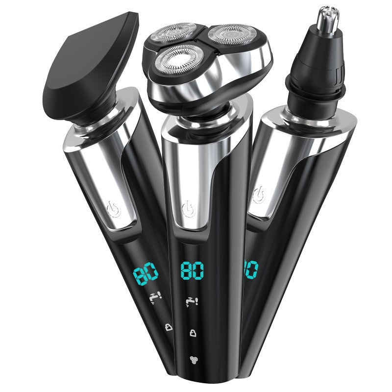 801 Digital Display Three-In-One Electric Shaver Black Cross-Border Hot-Selling One-Piece Drop Shipping Four-In-One Three-Blade Head