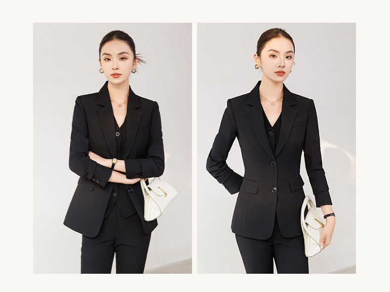 Cross-Border Red Hostess Suit Set for Women, Formal Attire for Broadcast Art Exams, Speech Competitions, Interviews, and News Anchor On-Camera Appearance