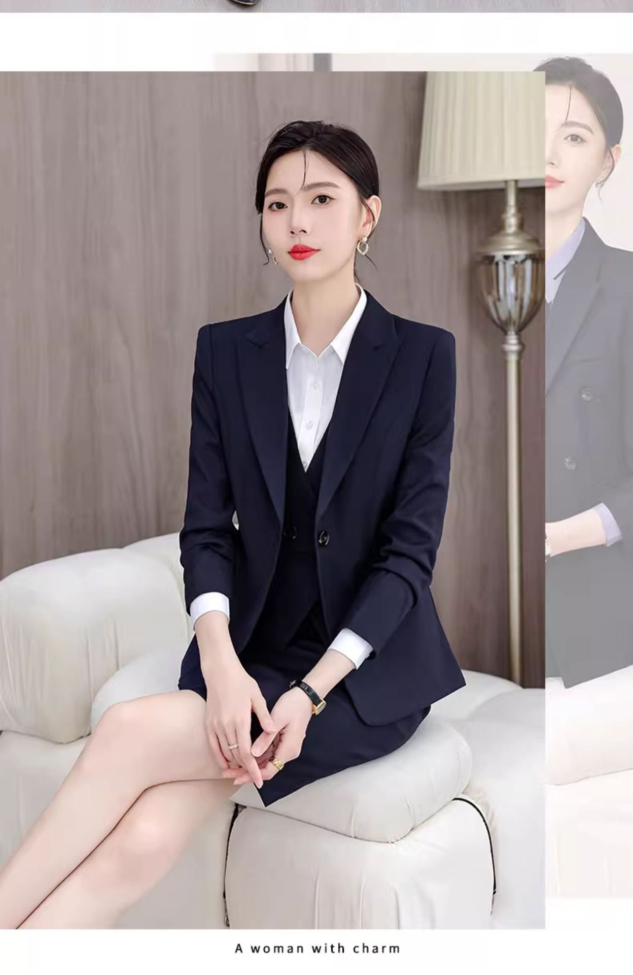 Gray Suit Women's Professional Suit Spring and Autumn Hotel Workwear Elegant Interview Formal Wear Plus Size Workwear