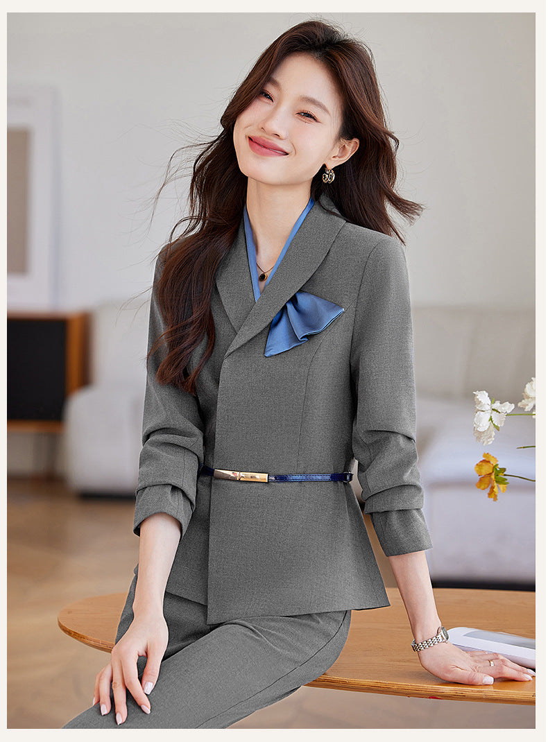 Cross-Border Flight Attendant Professional Suit Set for Women, Announcer, Art Exam Host, Formal Attire, Front Desk Receptionist, Beauty Salon Work Uniform