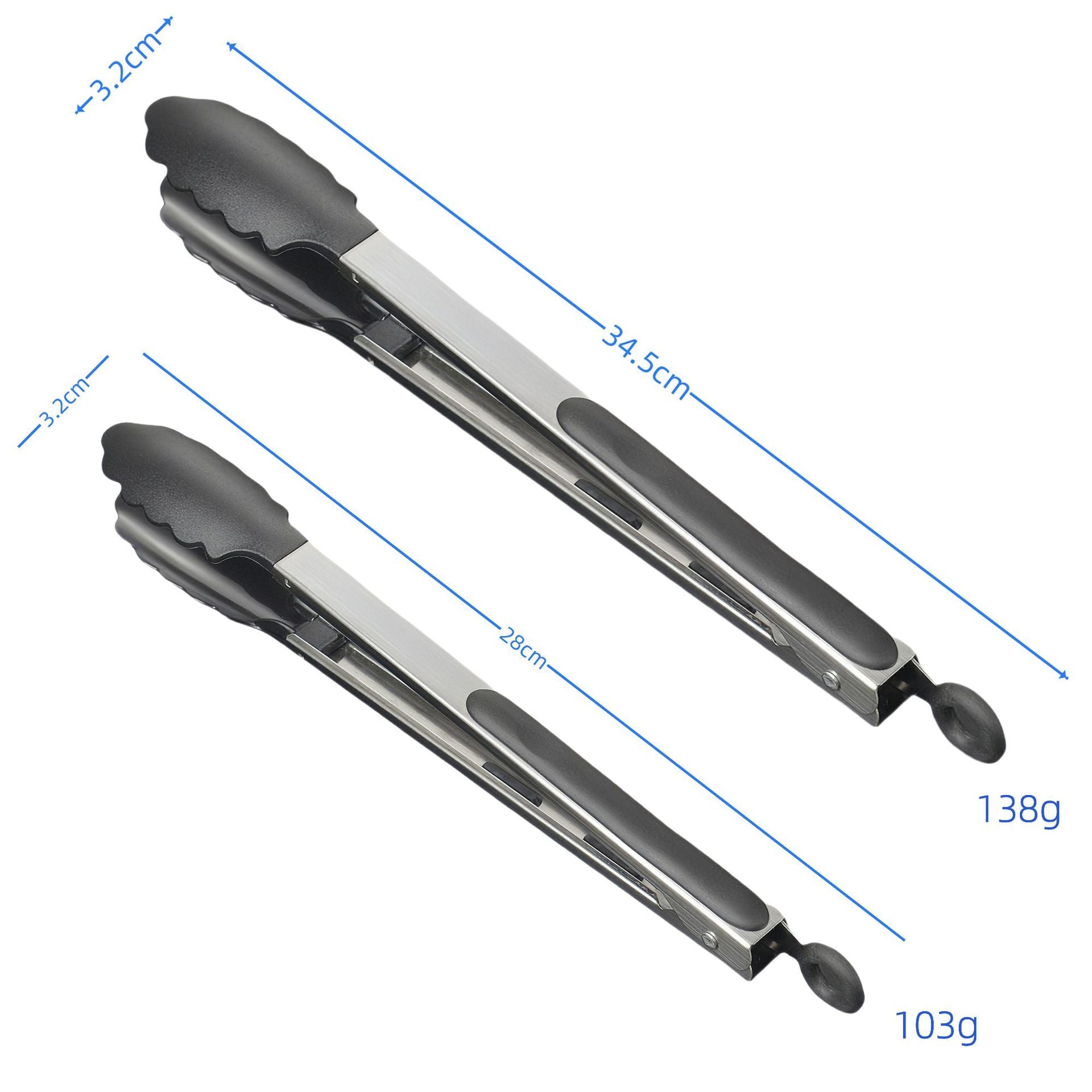 Silicone Clips for Kitchen Non-Stick Pans, Anti-Scalding and High Temperature Resistance, Household Barbecue and Steak Special Set, Stainless Steel Food Clips