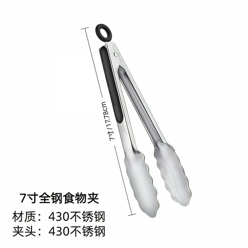 Silicone Clips for Kitchen Non-Stick Pans, Anti-Scalding and High Temperature Resistance, Household Barbecue and Steak Special Set, Stainless Steel Food Clips