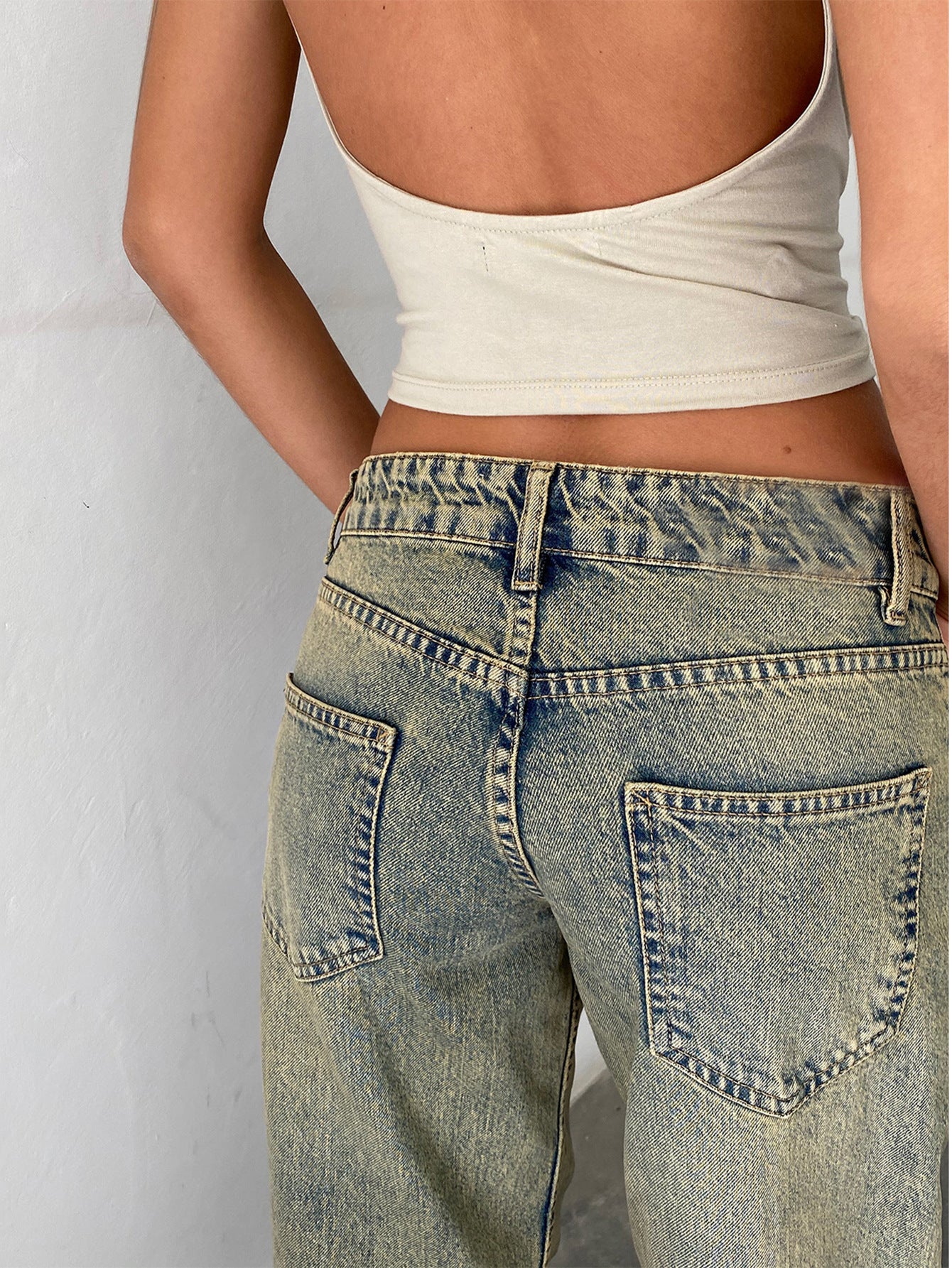 Amazon AliExpress TEMU New Cross-border Special for High Quality European and American Women Straight Tube Micro Horn Denim Pants