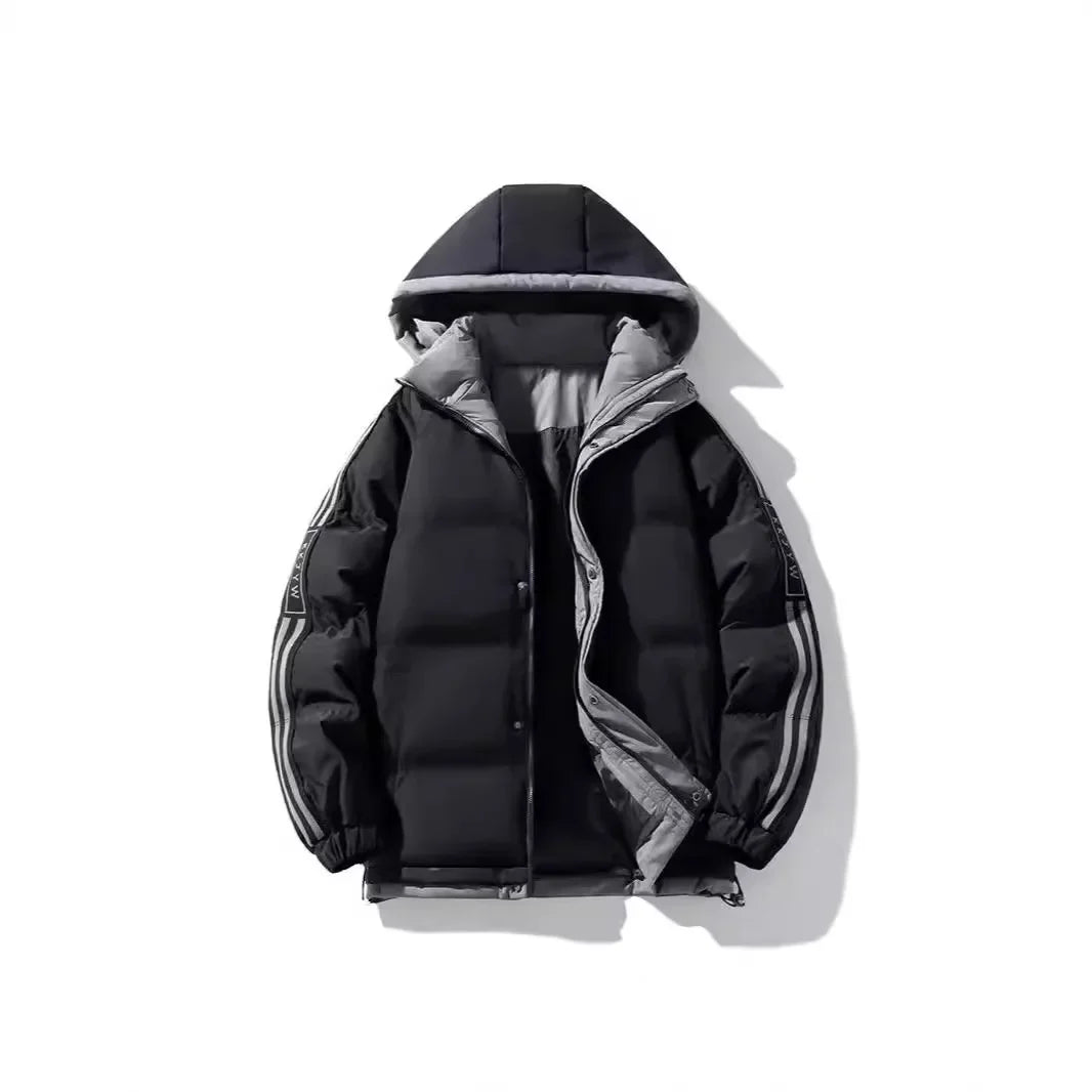 Autumn and winter men's cotton-padded jacket 2024 new plus size cotton-padded warm men's thickened cotton coat hooded coat men
