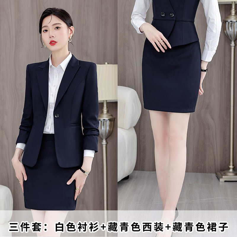 Gray Suit Women's Professional Suit Spring and Autumn Hotel Workwear Elegant Interview Formal Wear Plus Size Workwear
