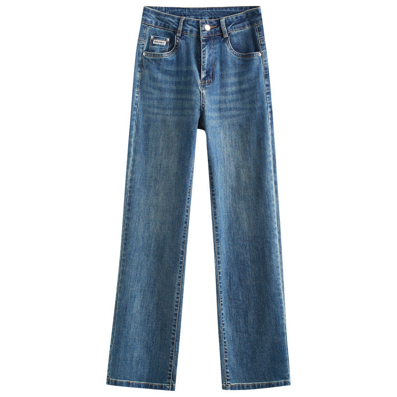 Brand Women's Straight-Leg Jeans 2025 Spring and Autumn New High-Waisted Slimming Loose Cropped Versatile Fashion Cigarette Pants