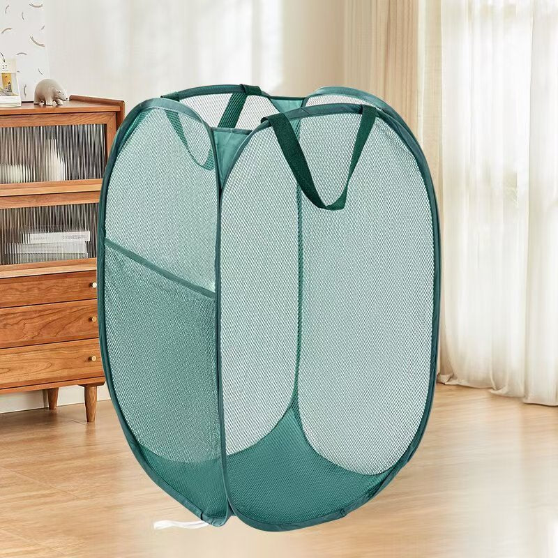 Dirty Clothes Basket, Foldable Large-Capacity Household Mesh Laundry Basket, Bathroom Storage Basket for Dirty Clothes