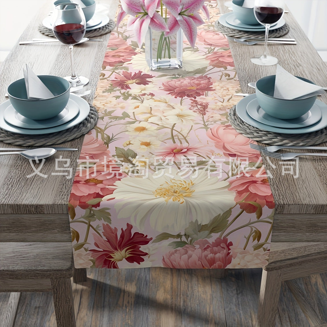 Linen Table Runner Pastoral Flower Lemon Summer Home Dining Table Outdoor Decoration Printed Tablecloth Table Runner