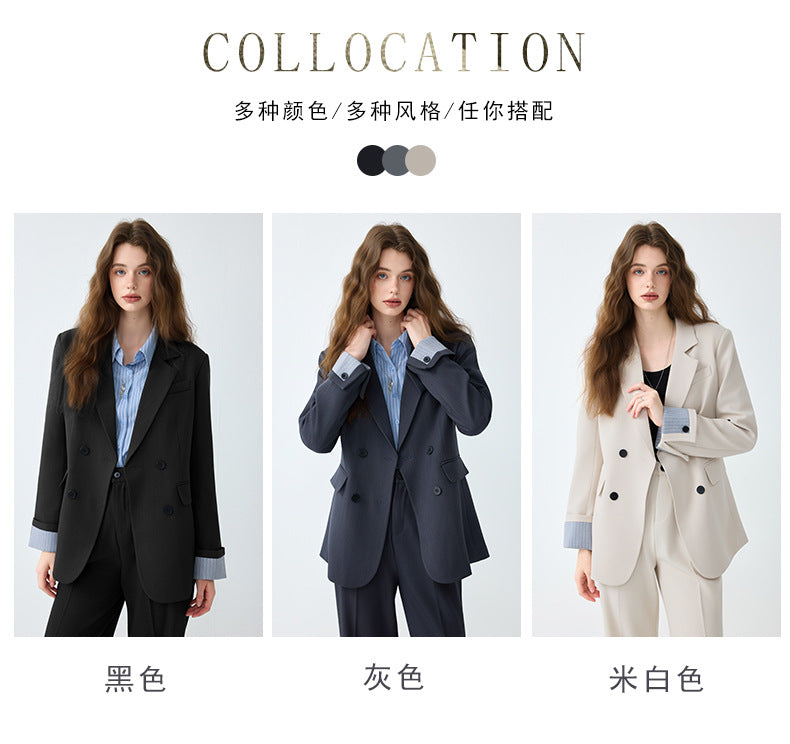 High-End Blazer Women's Autumn Professional Wear Elegant Goddess Style Classy Loose Casual Wide-Leg Pants Suit