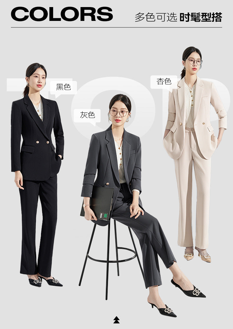 Gray Suit Women's Formal Wear 2025 New Spring & Fall Small High-End Elegant Professional Suit Work Clothes