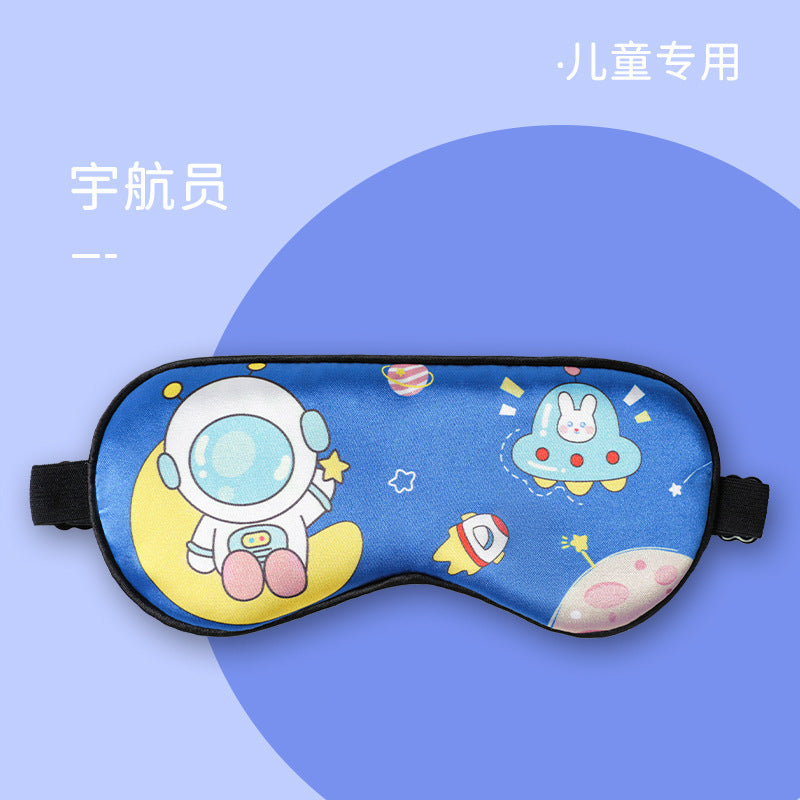 Double-Sided Imitation Silk Cartoon Children's Eye Mask, Customizable Patterns, Supports Cross-Border Export of Children's Eye Mask Customization