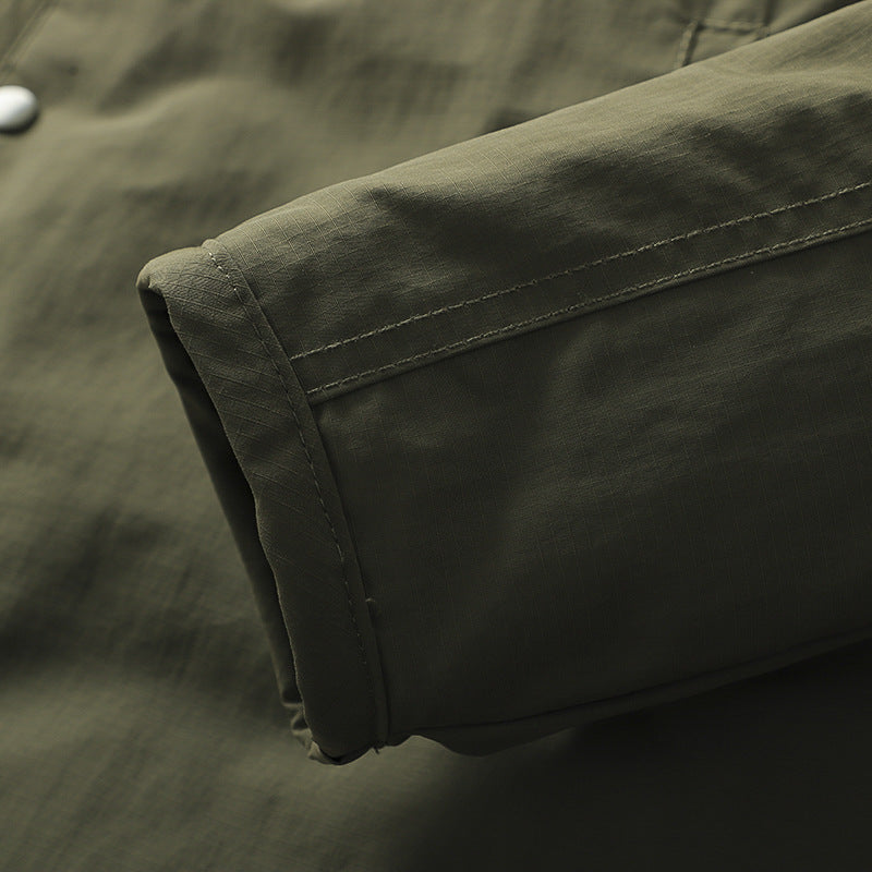 Retro Collarless Layered Thickeneded Men's Winter Jacket Loose Casual Autumn and Winter Warm Inner Lining Men's Cotton Jacket