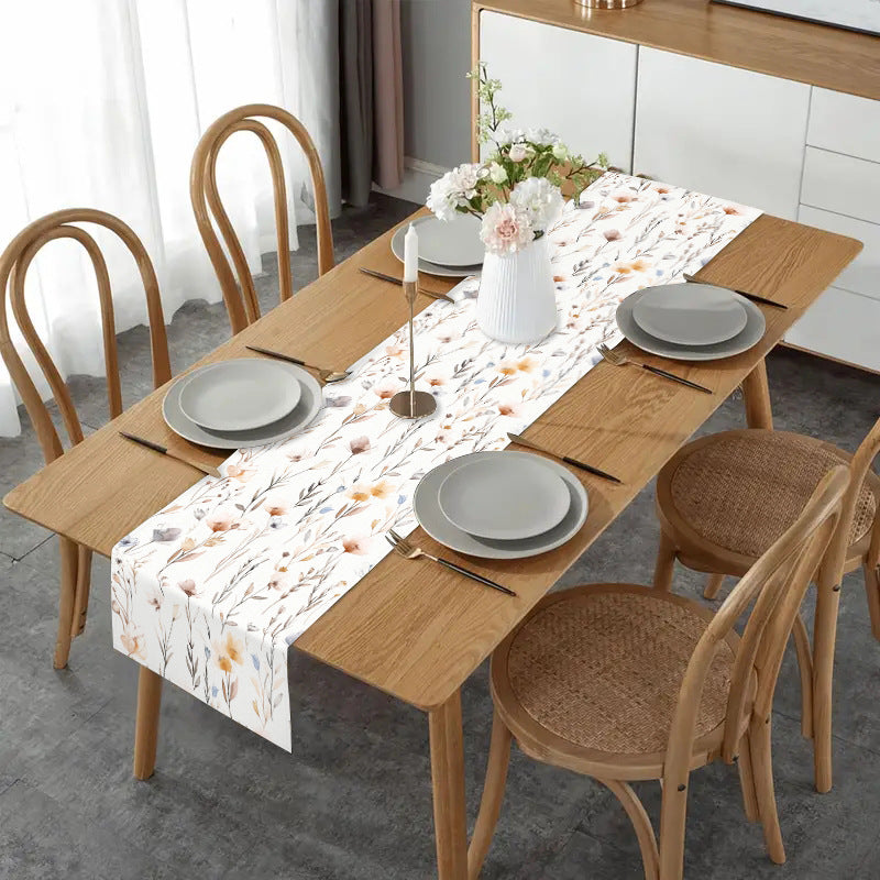 Amazon New Flower Table Runner Living Room Dining Table Decorative Tablecloth Cross-border Plant Flower Printing Tablecloth Coffee Table Cloth