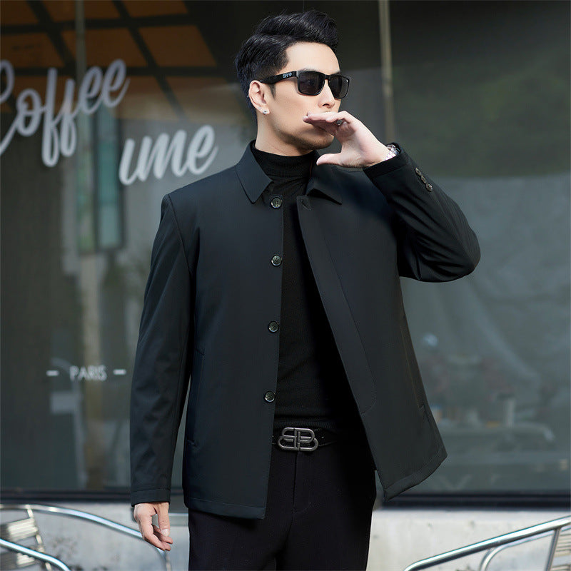 2024 Winter Coat Thickened Cotton-padded Jacket Men's High-grade Mulberry Silk Cotton-padded Jacket for Middle-aged and Elderly Dads Business Casual Jacket