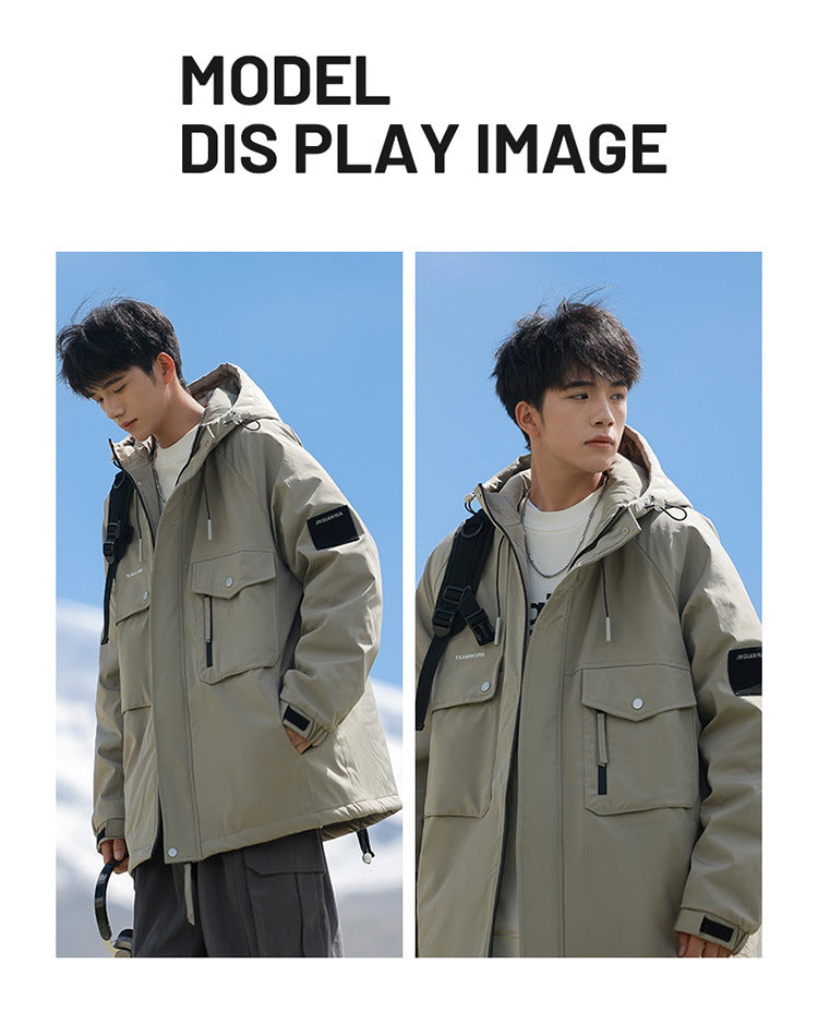 Woodpecker Assault down Cotton Jacket Men's Winter Thickeneded Warm Work Jacket Cotton Jacket New Hooded Winter Jacket