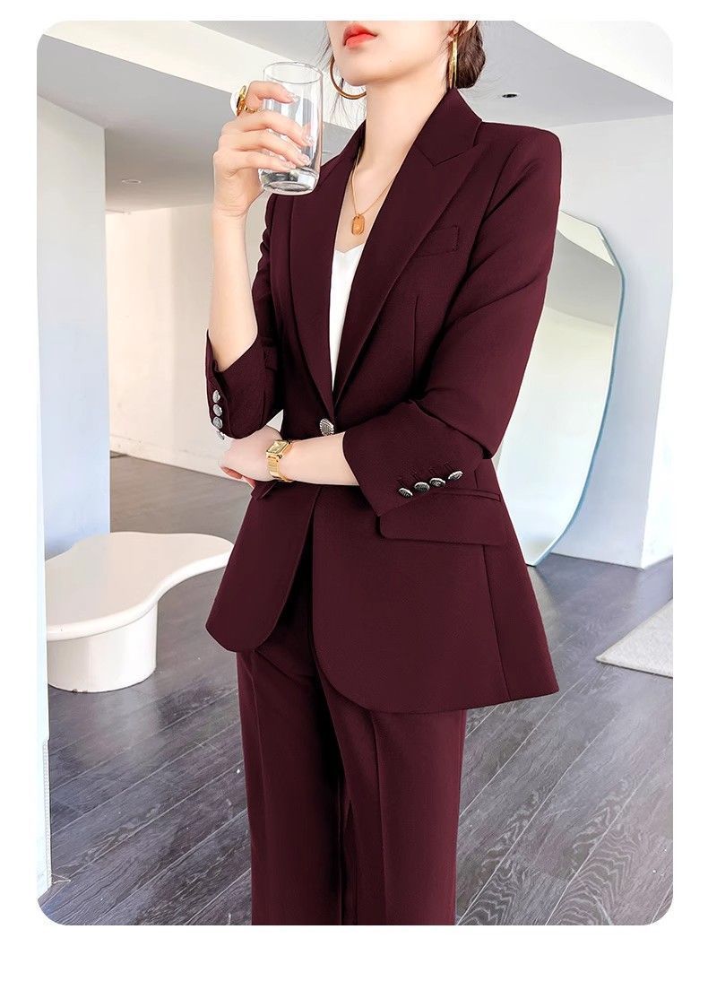 Fashionable Ancora Red Suit Suit Women's 2025 Autumn New Commuting Professional Work Clothes Slim Suit Two-Piece Set