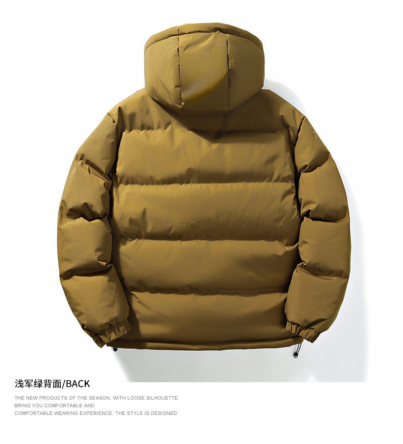 Men's Winter Casual Hooded Jacket Japanese Style Windproof Thick Warm Sports Coat