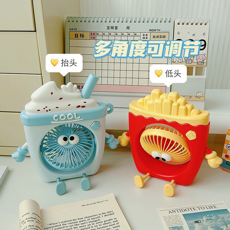 Food Toy Series Cartoon Electric Fan Summer Small Dormitory Fan USB Mini Fan Portable Handheld Fan