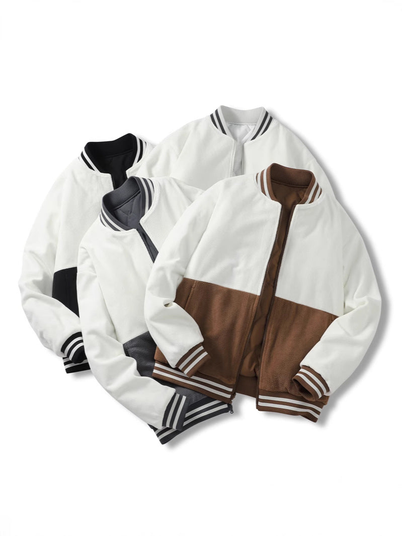 Double-sided stand collar cotton-padded jacket jacket men's winter fleece-lined thickened cotton-padded jacket fashion brand relaxed-fit warm bread suit for lovers