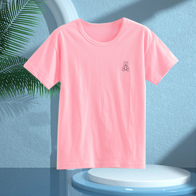 Children's Pajamas, Pure Cotton, Summer Short-Sleeved Shorts Set for Boys, Home Clothes for Girls, Air-Conditioned Clothes for Middle-Aged and Older Boys
