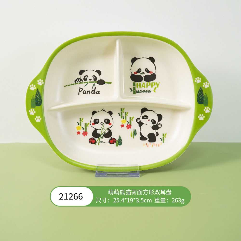Melamine Bamboo Fiber Baby Dinner Plate, Children's Divided Eating Bowl, Panda Supplementary Food Tableware Set, Safety Certified, in Stock