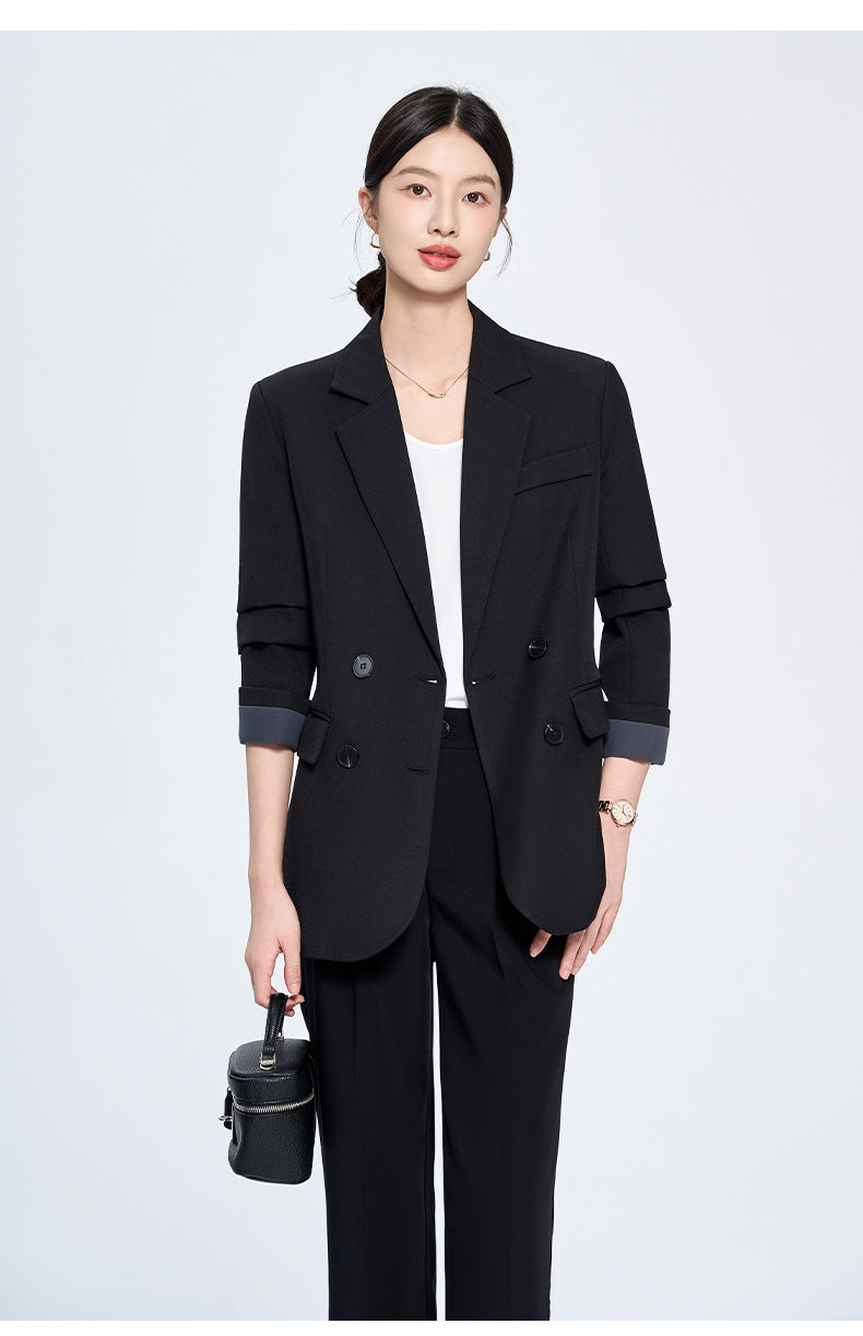 Cross-Border Gray Blazer for Women, New Spring and Autumn Style, Professional Formal Wear, Light Workplace Workwear, High-End Suit Set