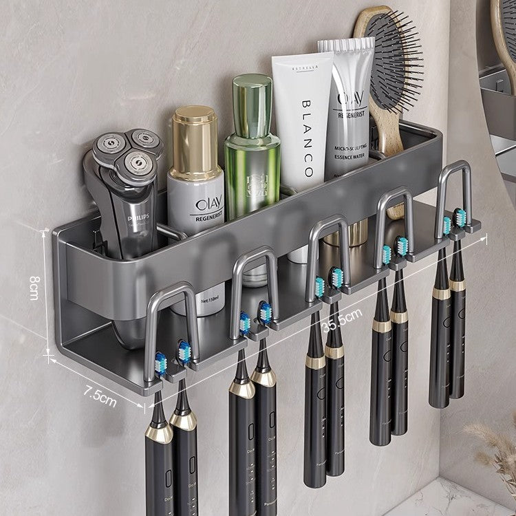 Toothbrush Storage Rack Non-Punch Brush Cup Mouthwash Cup Rack Wall-Mounted Bathroom Household Toothware Hanger