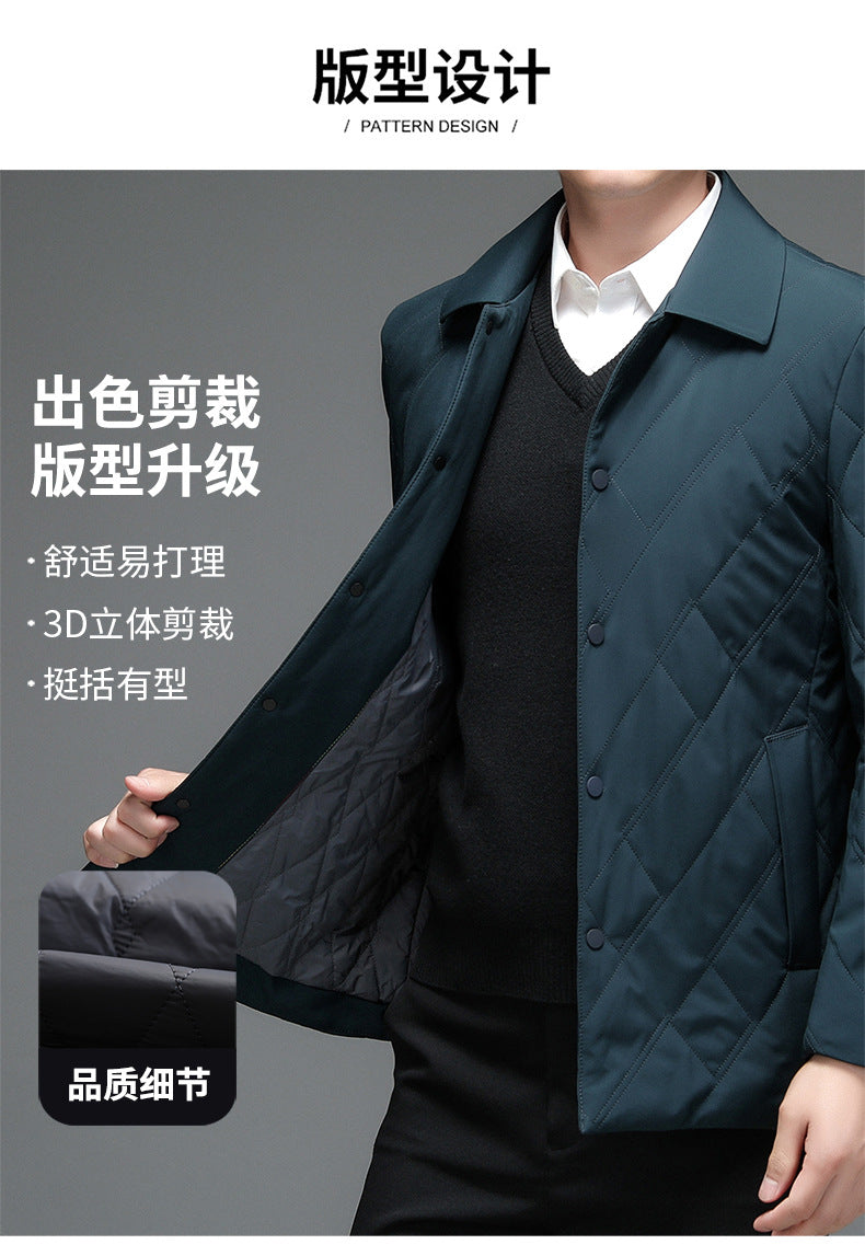 Middle-Aged Men's Jacket 2025 Winter New Style Lapel Middle-Aged Dad's Cotton-Padded Jacket Business Casual Men's Jacket Dropshipping