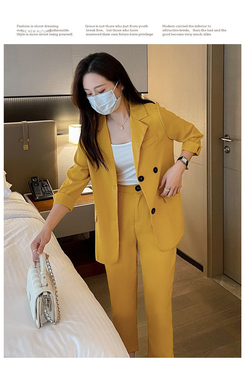 Cross-Border Plus Size Women's Clothing Plus Size Fashion Suit Women's Spring and Autumn Korean Style Temperament Back Slit Cropped Pants Two-Piece Set