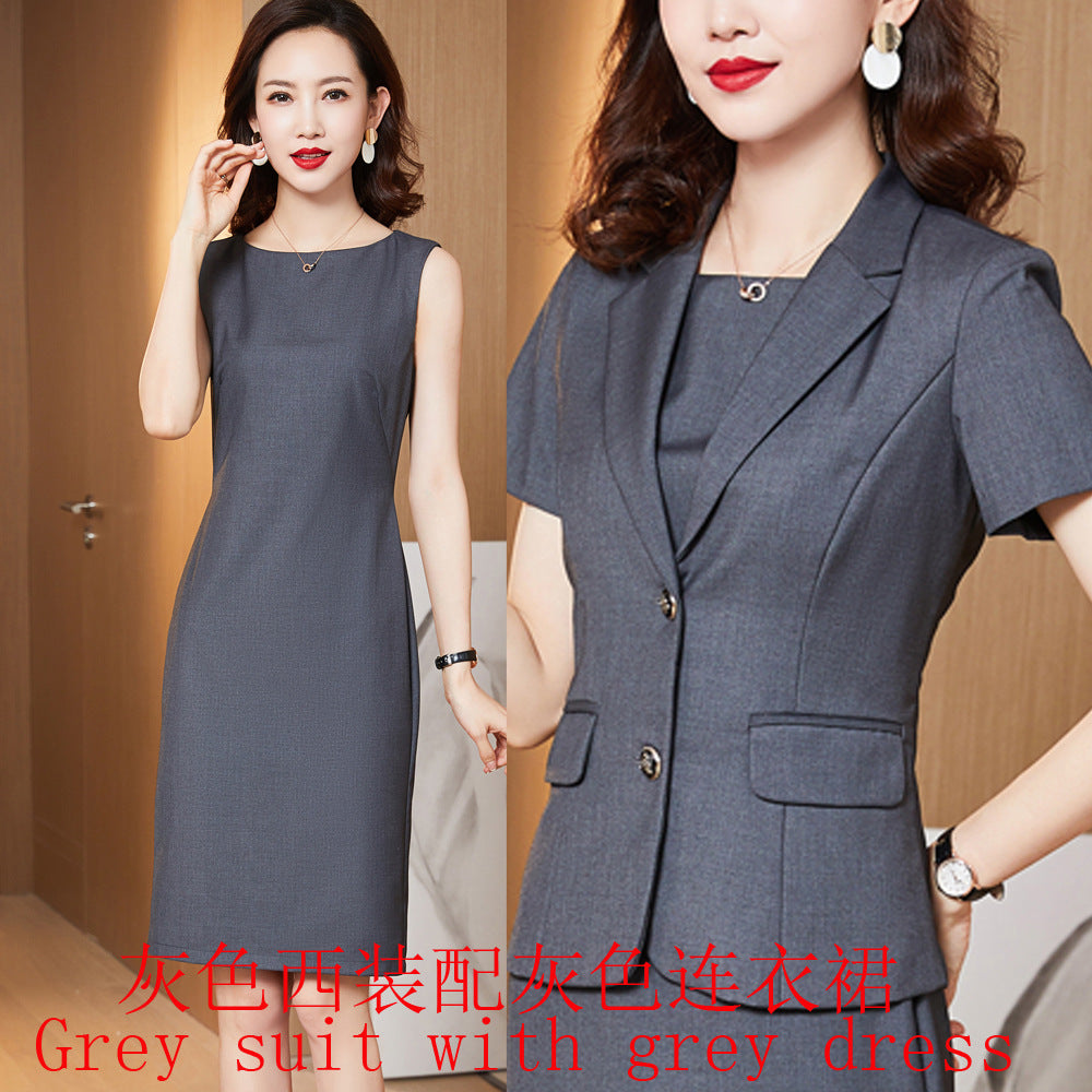 Spot New Summer Women's Professional Suit Executive Management Uniform Work Clothes Korean Style Business Suit Short-Sleeved Suit