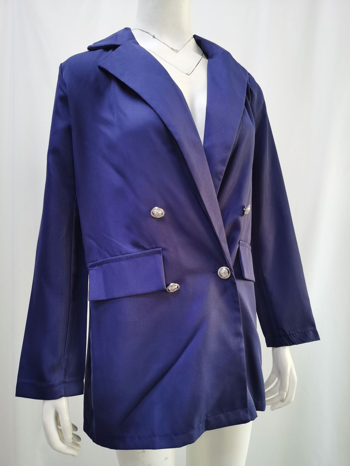 Amazon wish explosions solid color fashion lapel cardigan 2020 Europe and the United States long temperament suit jacket women