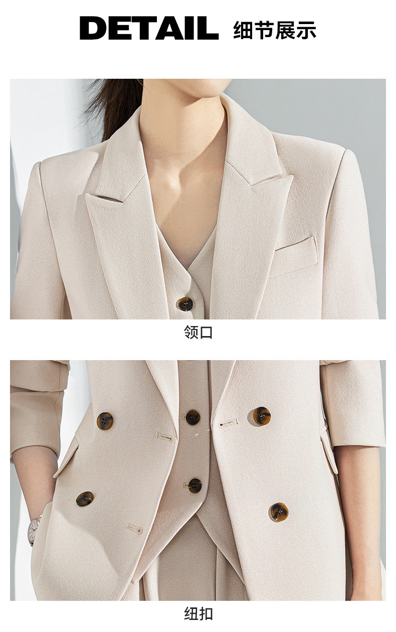Blue Classy Professional Suit Suit for Women 2025 Spring & Fall New Style Workplace Formal Wear Elegant Work Clothing Three-Piece Suit