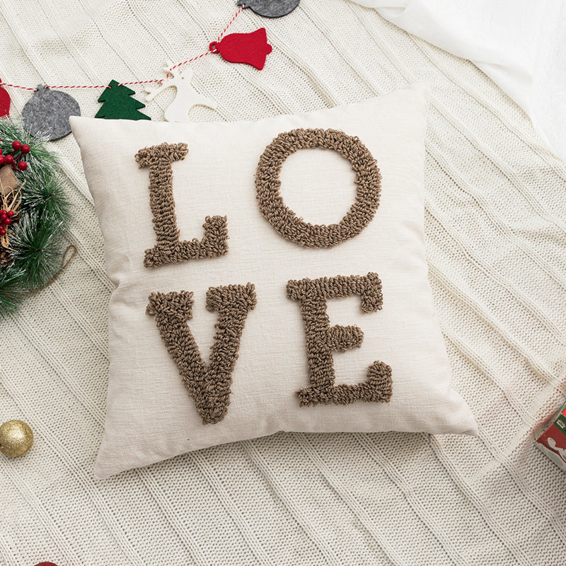 New Christmas pillow holiday decoration love pillow model room bedroom bedside tufted cushion pillowcase wholesale