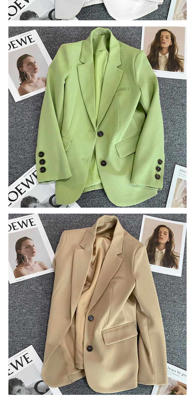 Avocado Green Blazer for Women 2026 Spring and Autumn New Casual Stylish Street-Style Blazer Korean Version Suit Jacket