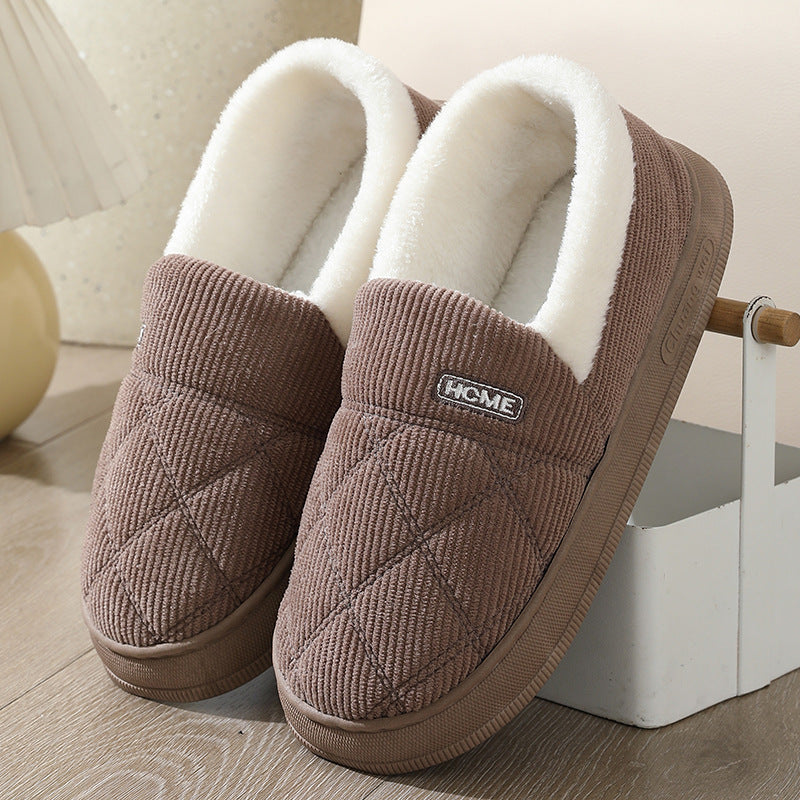 Winter Warm Short-tube Thick-soled Snow Boots for Women Couple Height-increasing fleece-lined Thickened Cotton Shoes for Interior and Exterior