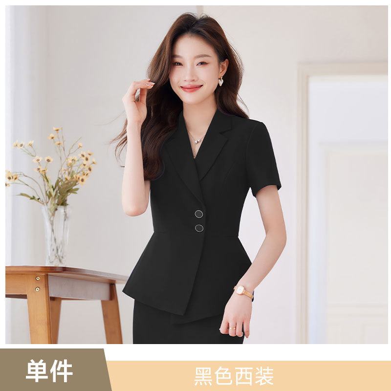 Short-Sleeved Suit Women's Summer 2025 New Classy Formal Hotel Jewelry Front Desk Professional Elegant Work Clothes